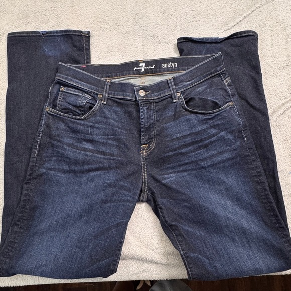 7 For All Mankind Austyn Men's Dark Wash Straight Leg Jeans Size 34 - Picture 3 of 11
